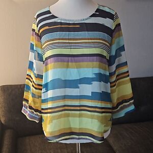 Colorful striped 3/4 sleeve blouse